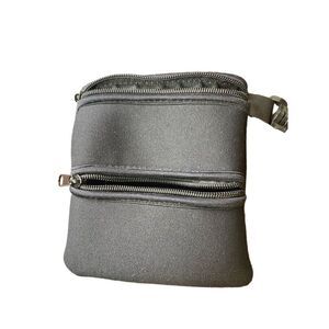Neoprene detachable two zip black travel pouch bag plastic clip